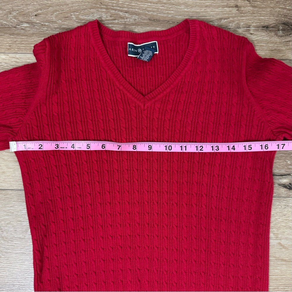 Like New KAREN SCOTT Red V Neck Sweater Size Medium - Picture 8 of 11